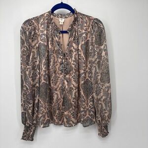 Autres Filles Blouse Womens XS Pink Paisley Boho